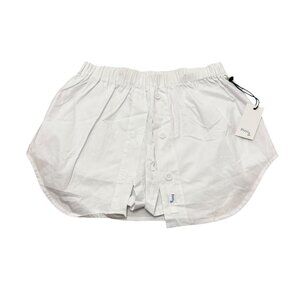 Praying Women’s White Cotton Boxer Shorts Elastic Waist Minimal Lounge Y2K Style
